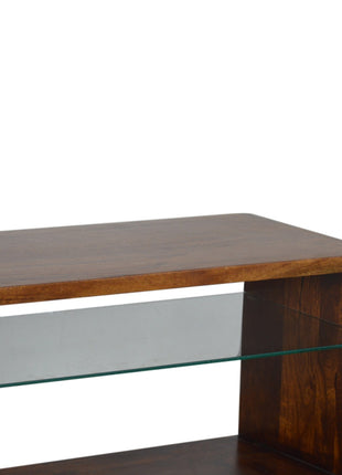 Chestnut Glass Shelf Media Unit