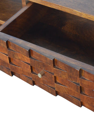 Tile Carved Chestnut TV Unit