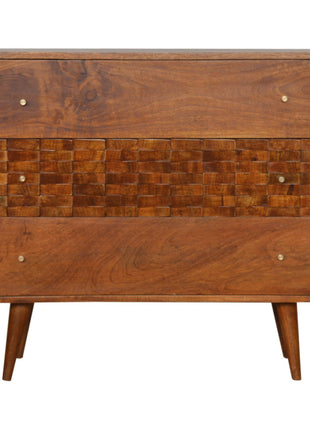 Tile Carved Chestnut Chest