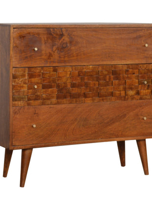 Tile Carved Chestnut Chest