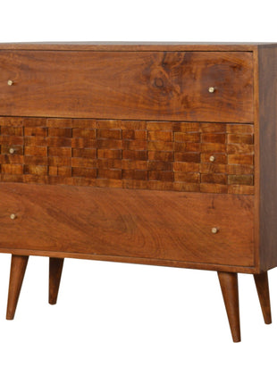 Tile Carved Chestnut Chest