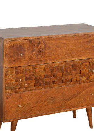 Tile Carved Chestnut Chest