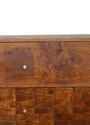 Tile Carved Chestnut Chest