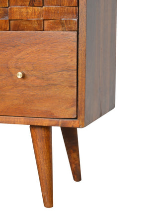 Tile Carved Chestnut Chest
