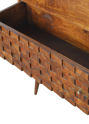 Tile Carved Chestnut Chest