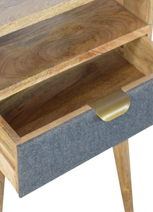 Grey Tweed Bedside with Open Slot