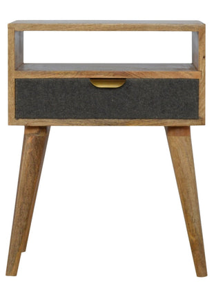 Grey Tweed Bedside with Open Slot