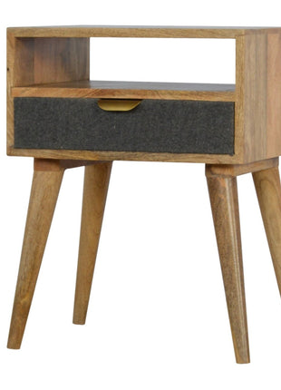 Grey Tweed Bedside with Open Slot