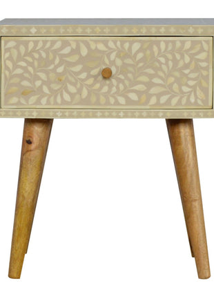 Nachttisch mit floraler Knocheneinlage