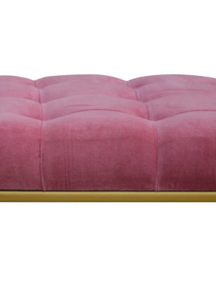 Pink Velvet Gold Base Footstool