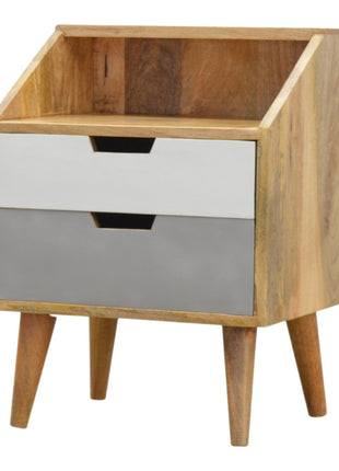 White and Grey Raised Bedside Table