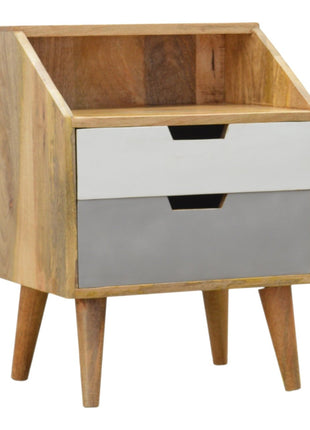 White and Grey Raised Bedside Table