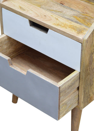 White and Grey Raised Bedside Table