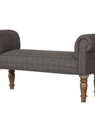 Multi Tweed Turned Bedroom Bench