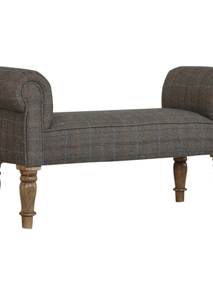 Multi Tweed Turned Bedroom Bench