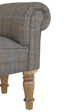 Multi Tweed Turned Bedroom Bench