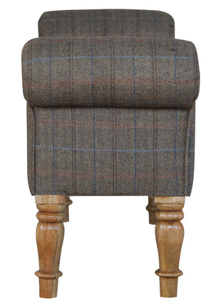 Multi Tweed Turned Bedroom Bench