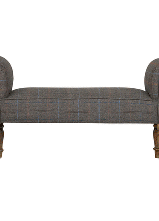 Multi Tweed Turned Bedroom Bench