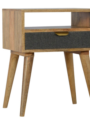Grey Tweed Bedside with Open Slot