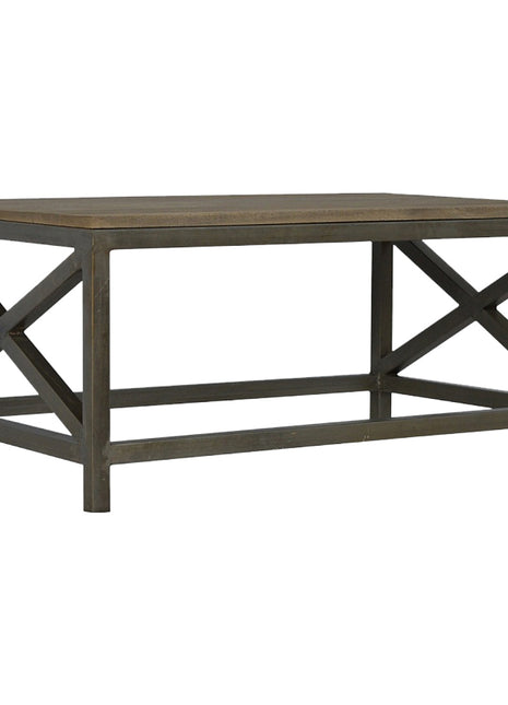Mesa de centro industrial de metal color avena
