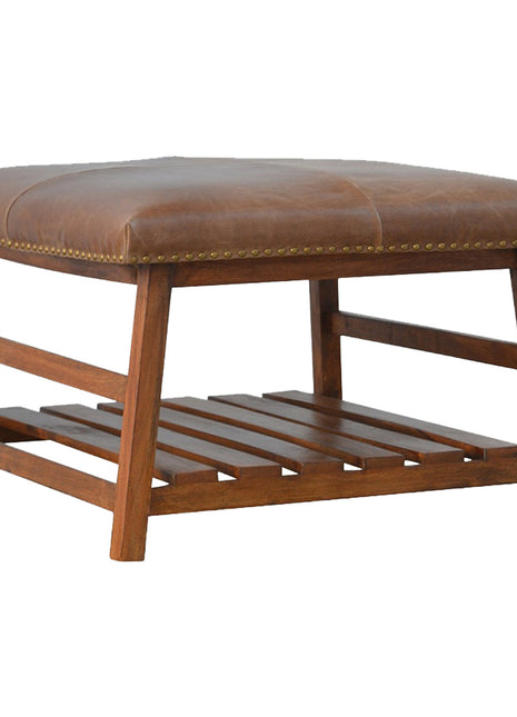 Buffalo Hide Square Foot Stool