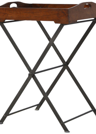 Wood Tray With Cross Iron Base