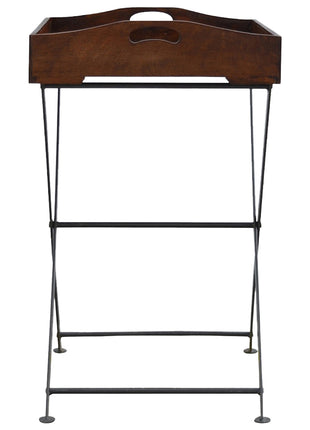 Wood Tray With Cross Iron Base