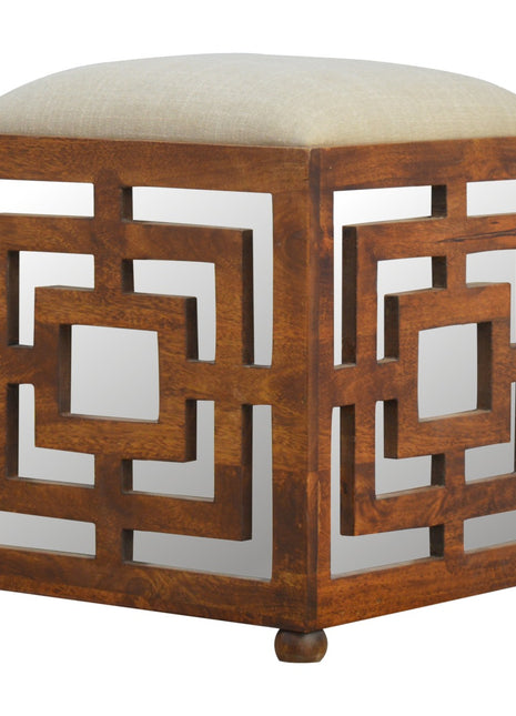 Carved Linen Seat Footstool