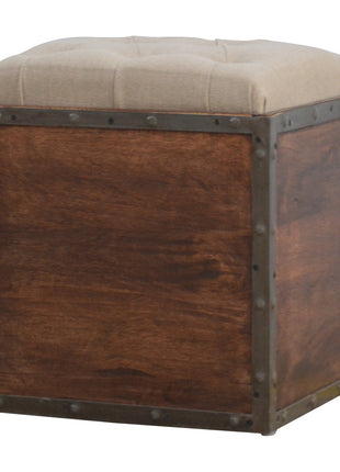 Gepolsterter Fußhocker mit Stauraum aus Eisen