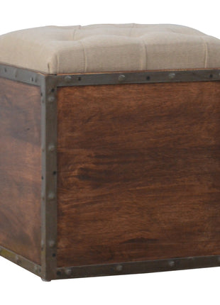 Gepolsterter Fußhocker mit Stauraum aus Eisen