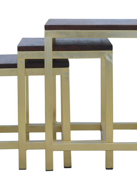 Chunky Gold Stool Set of 3