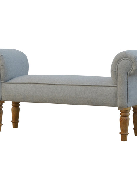 Grey Tweed Bench with Turned Feet
