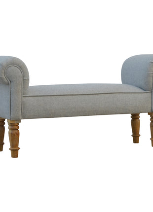 Grey Tweed Bench with Turned Feet
