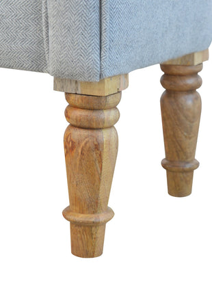 Grey Tweed Bench with Turned Feet