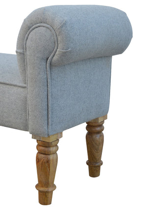 Grey Tweed Bench with Turned Feet