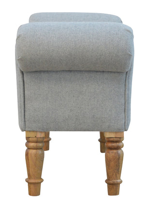 Grey Tweed Bench with Turned Feet