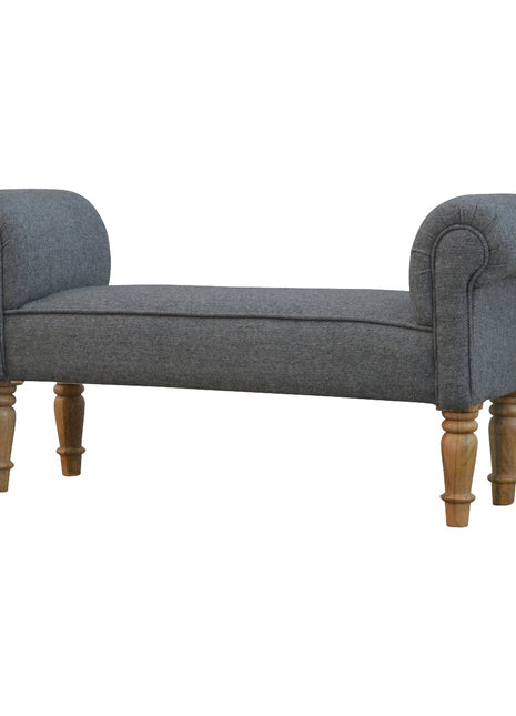 Black Tweed Bench with Turned Feet