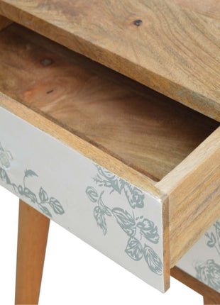Green Floral Screen Printed Bedside