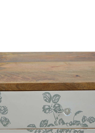 Green Floral Screen Printed Bedside