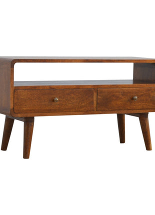 Curved Chestnut Media Unit