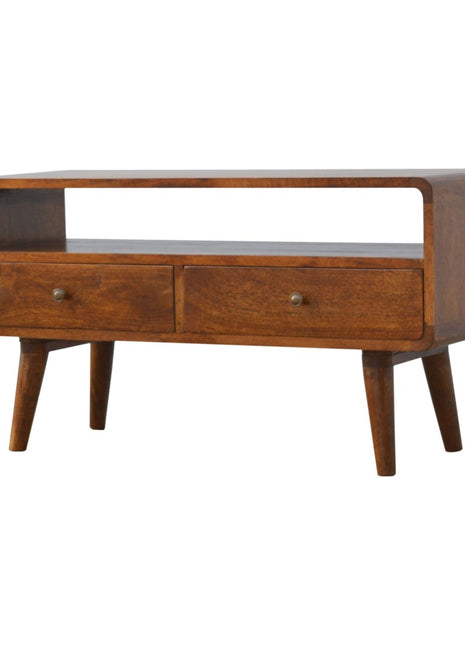 Curved Chestnut Media Unit