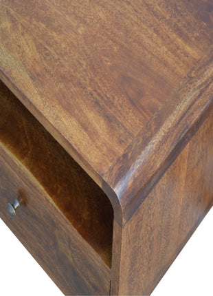 Curved Chestnut Media Unit