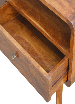 Curved Chestnut Media Unit