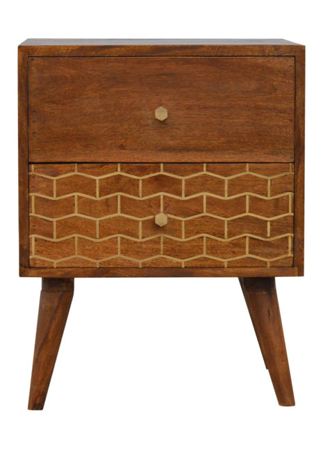 Gold Art Pattern 2 Drawer Bedside