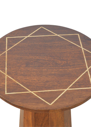 Geometric Brass Inlay End Table