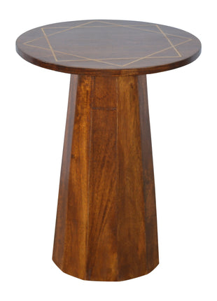 Geometric Brass Inlay End Table