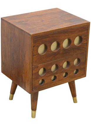 Chestnut Brass Cut-out Bedside