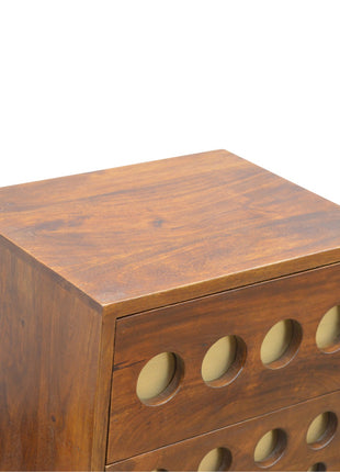 Chestnut Brass Cut-out Bedside