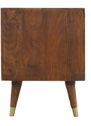 Chestnut Brass Cut-out Bedside