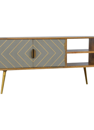 Sleek Cement Brass Inlay Media Unit